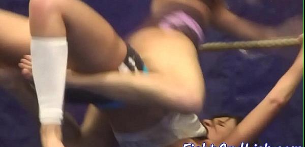  Lovely eurobabes wrestling in a boxing ring
